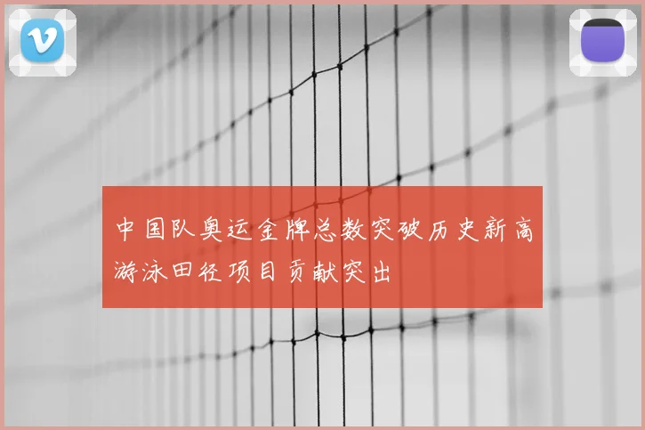 中国队奥运金牌总数突破历史新高游泳田径项目贡献突出